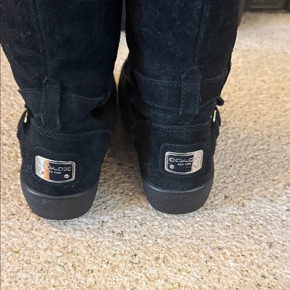 Coach Black Suede Winter Boots with Buckles